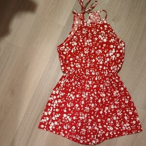 Red Floral Women's Romper